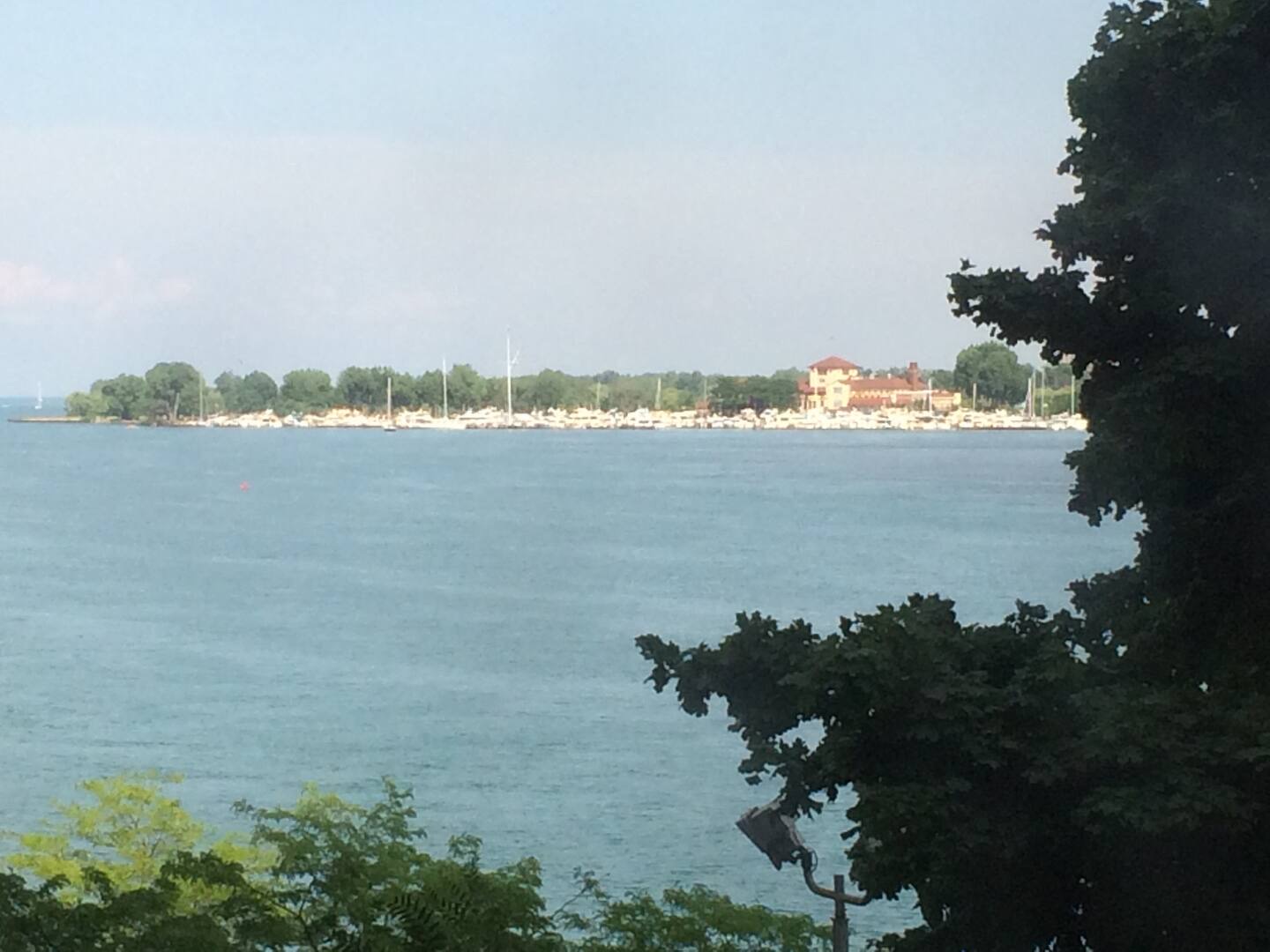 Belle Isle and the Detroit River, seen from a Shoreline East window.